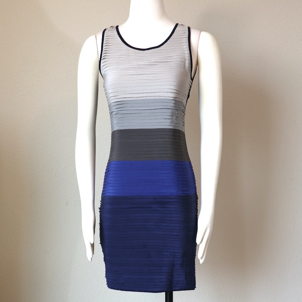 rag & bone color blocked dress in strips of silk
